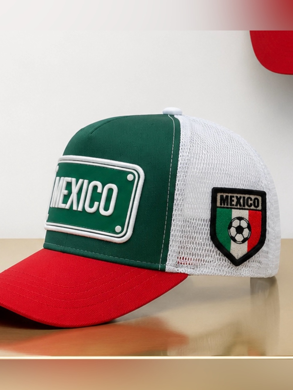 Mexico Tricolor Mesh Baseball Hat - Green, White & Red